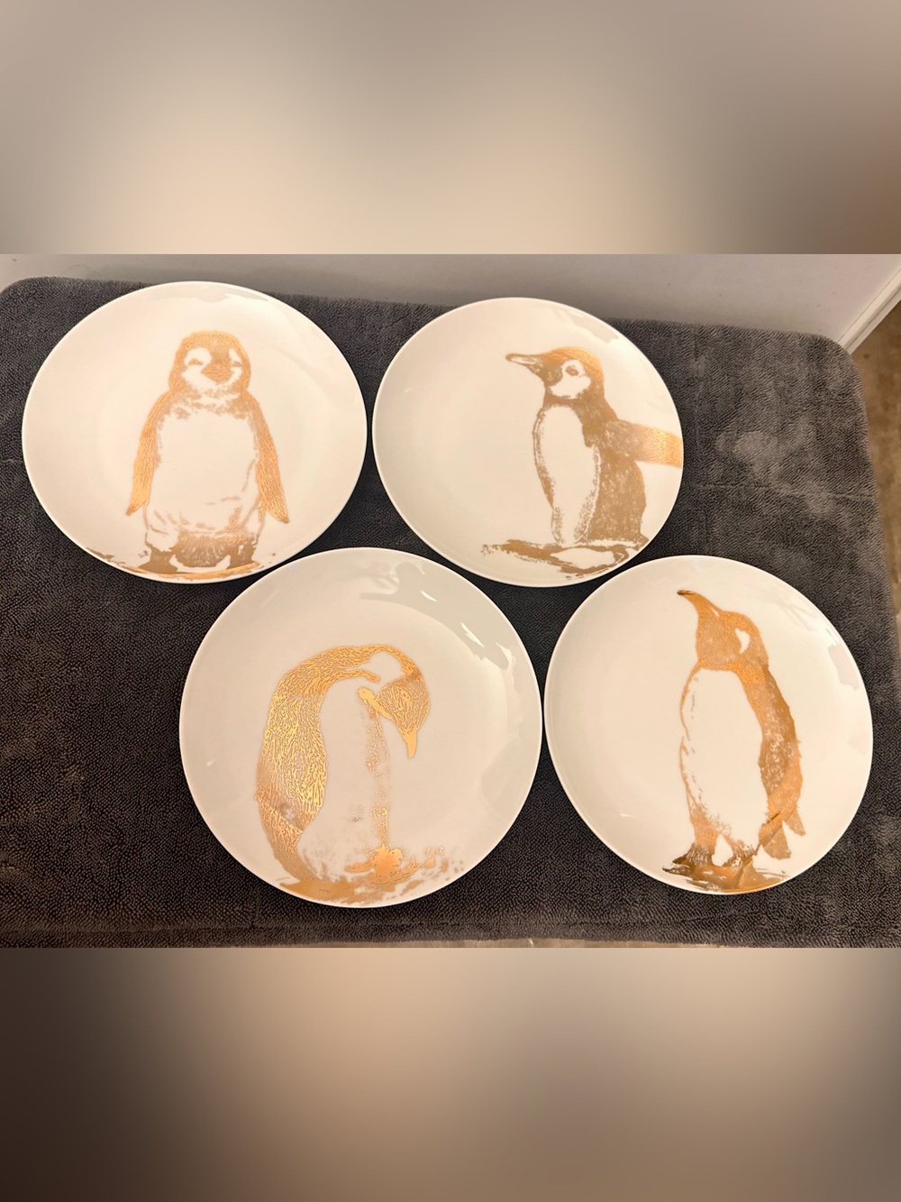 Pier 1 Porcelain Penguin Salad Plates 8.5” Set of 4